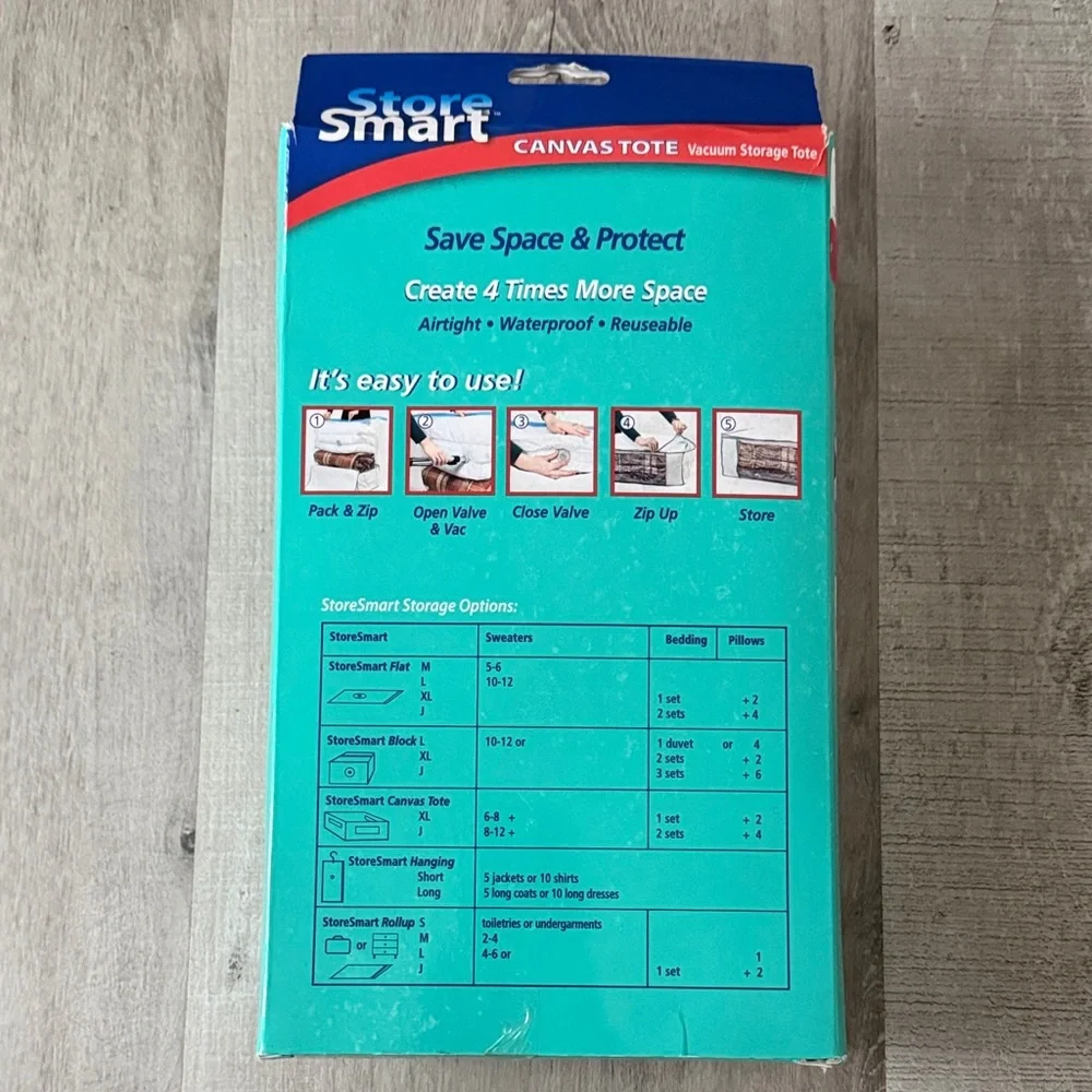 Canvas Tote Vacuum Storage Bag - White and Blue